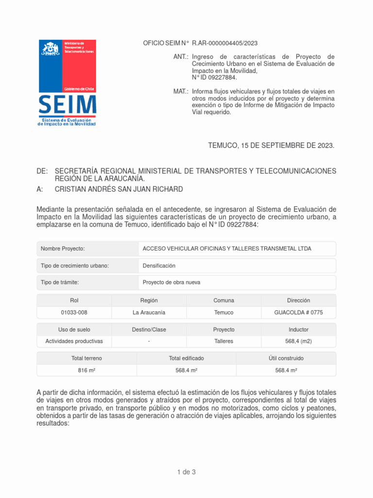 Certificado Exento SEIM | Descargar gratis PDF | Transporte
