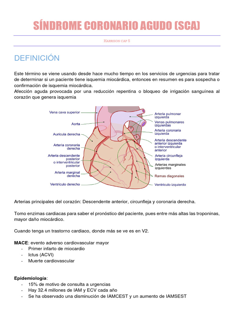 Síndrome Coronario Agudo (Sca) | PDF | Infarto de miocardio | Sistema ...