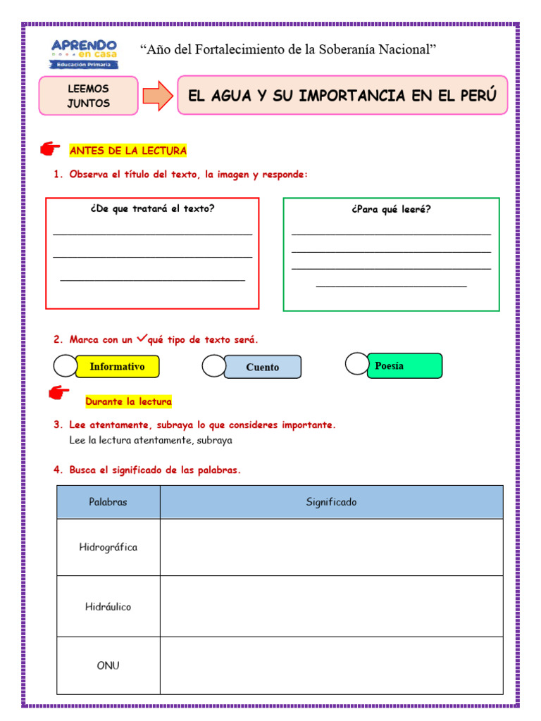 Ficha de lectura el agua pdf ciencias de la tierra