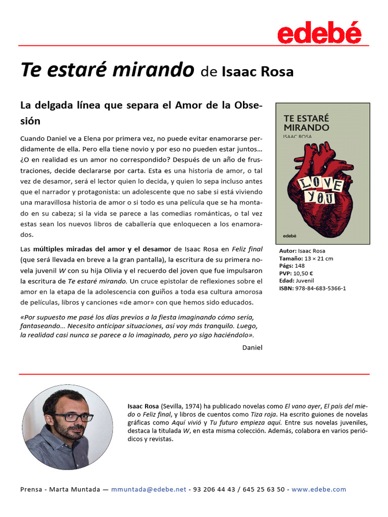Te estaré mirando: Amor y desamor juvenil | PDF
