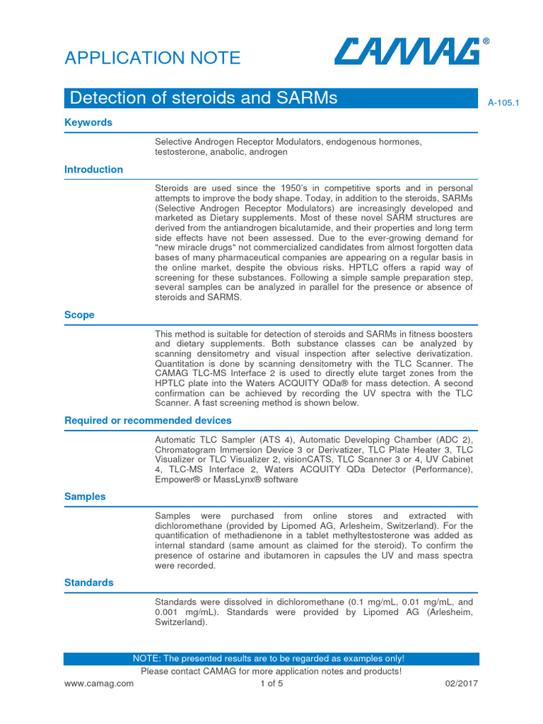 Detection of Steroids and Sarms: Application Note | PDF | Thin Layer ...