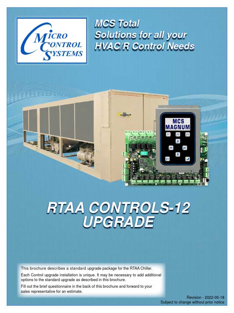 RTAA Chiller Control Upgrade Guide | PDF | Power Supply | Vacuum Tube