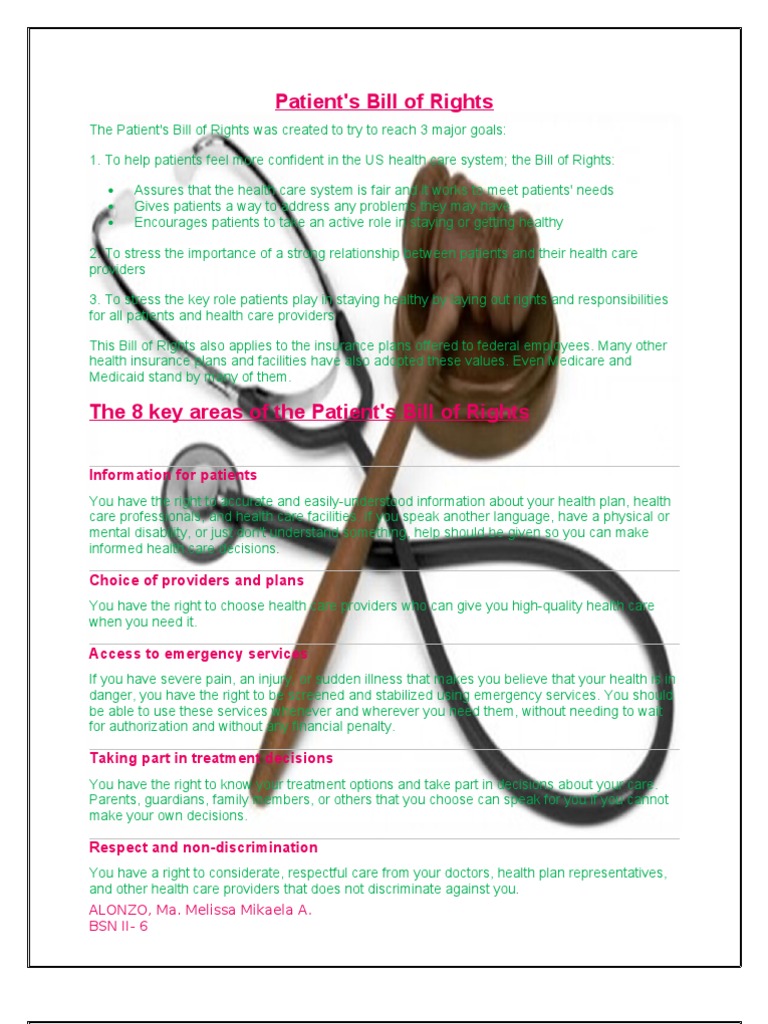 Patient's Bill of Rights: Information For Patients | PDF | Health Care ...