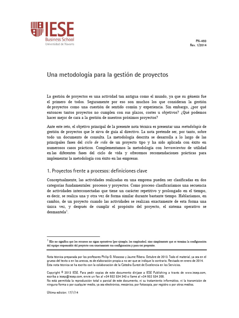 Una Metodologa para La Gestin de Proyectos | PDF | Gestión de proyectos ...