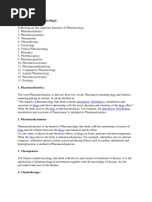 Branches of Pharmacology