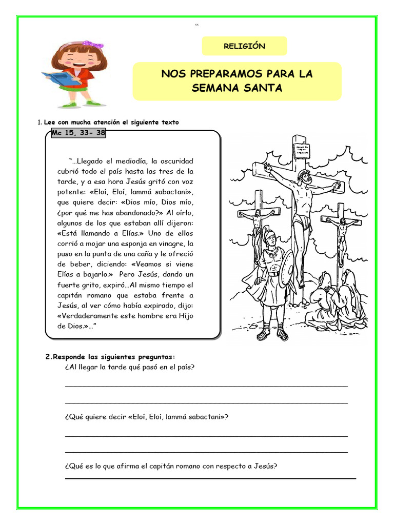 ficha semana santa | Descargar gratis PDF | La resurrección de Jesús ...
