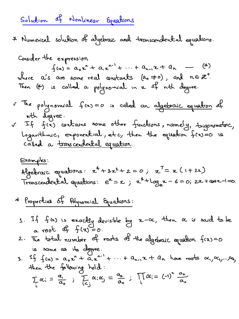 Numerical Solutions of Nonlinear Equations | PDF | Equations | Zero Of ...