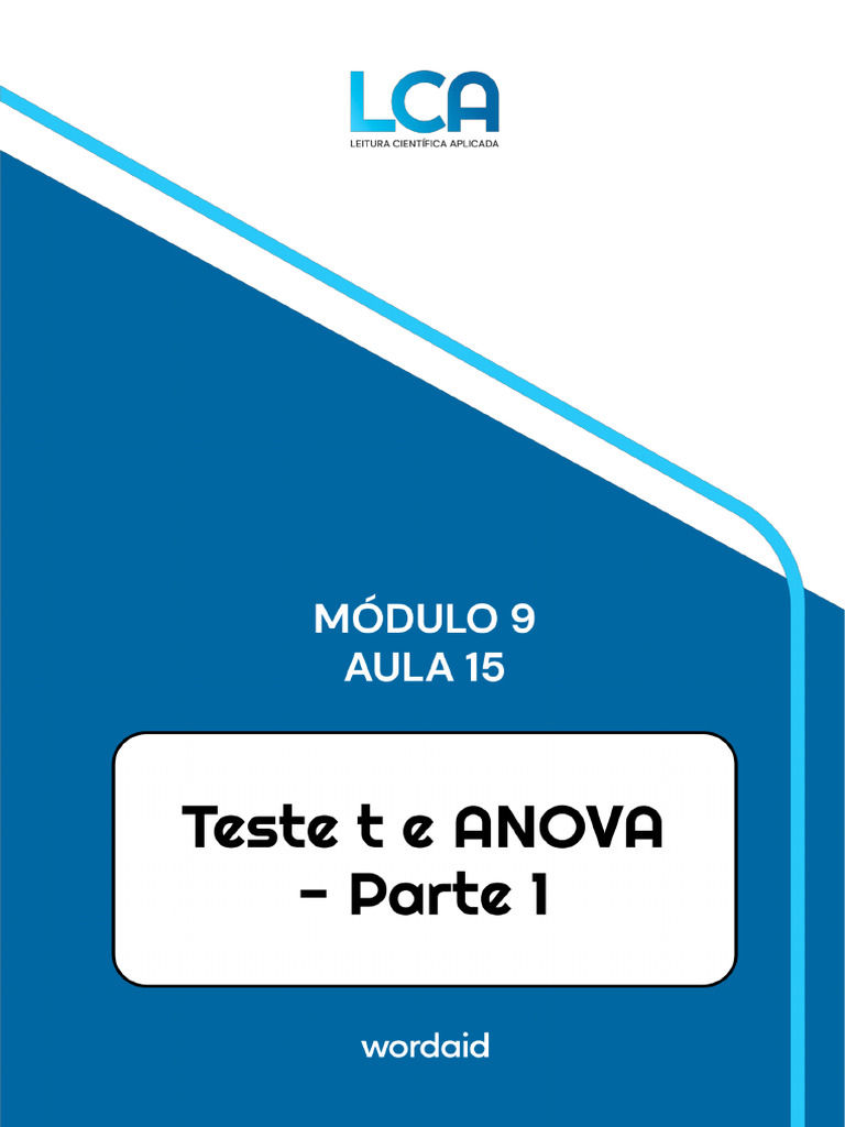 15 teste t e anova parte 1 download gr tis pdf an lise de