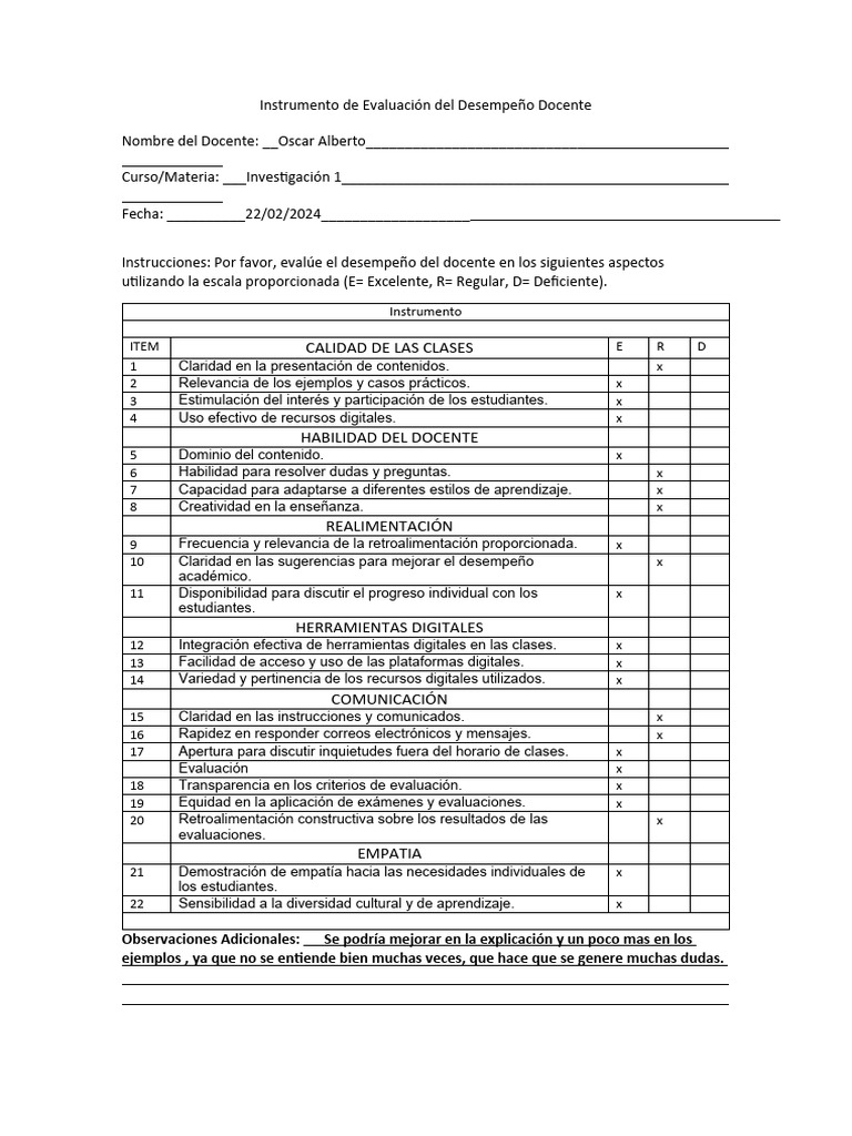 Instrumento de Evaluacion Del Desempeno Docente | PDF | Evaluación ...