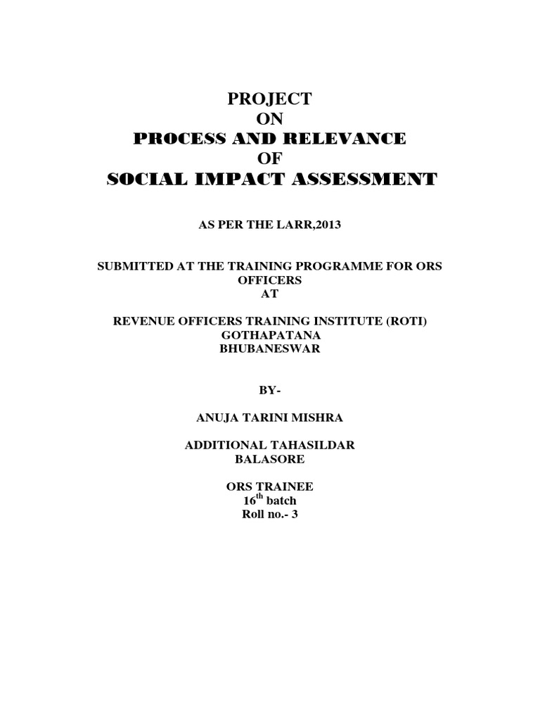 Social impact assesment land acquisition act pdf environmental