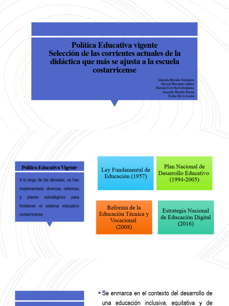 Política Educativa y Didáctica en Costa Rica | PDF | Enseñando | Maestros