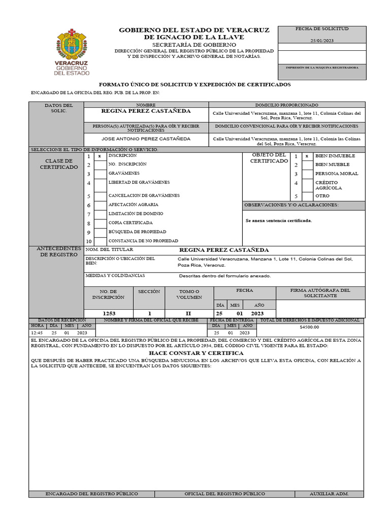 Formato Unico De Solicitud De Tramite