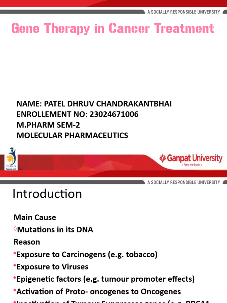 Gene Therapy in Cancer | PDF | Viral Vector | Gene Therapy