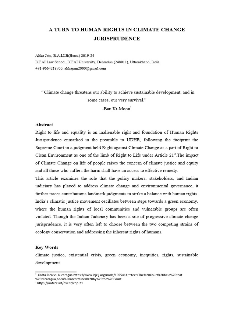 A Turn To Human Rights in Climate Change Jurisprud | PDF | Climate ...