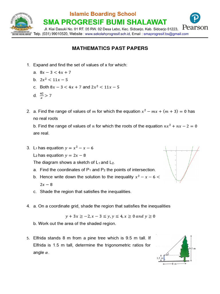 Mathematics Past Papers Solutions | PDF