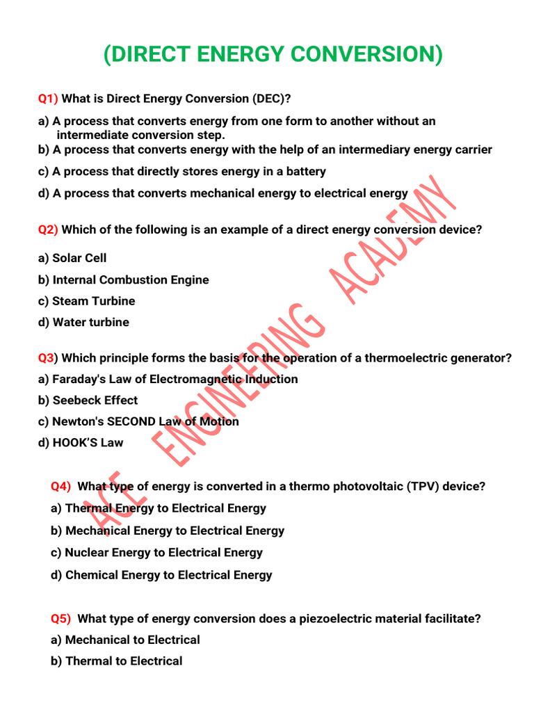 Direct Energy Conversion Explained | PDF | Electricity Generation ...
