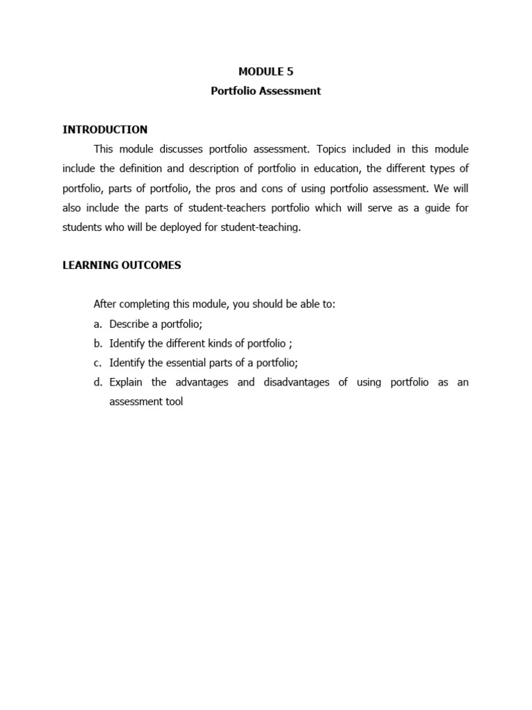Parts and Benefits of Student Portfolios | PDF | Educational Assessment ...