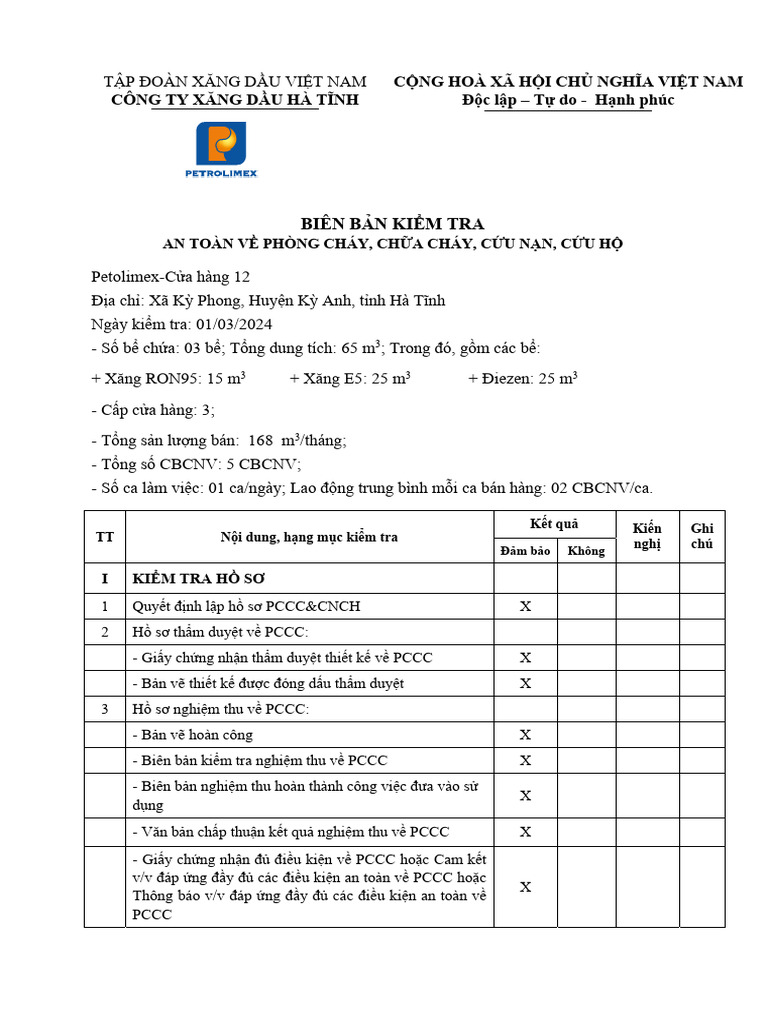 Biên bản kiểm tra