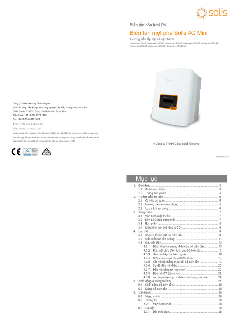 hướng dẫn sử dụng - Solis-Mini (700-3600) -4G - V2,2 | PDF