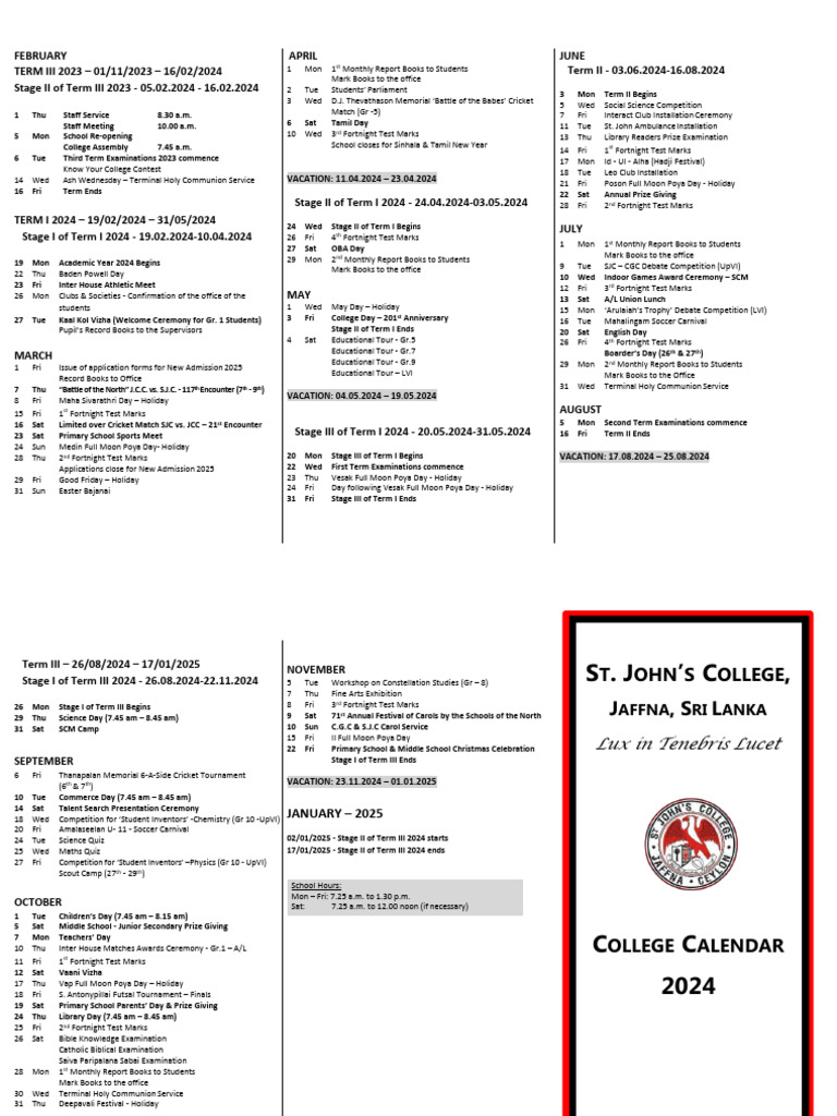 College Calendar 2024 | PDF | Observances | Religious Holidays