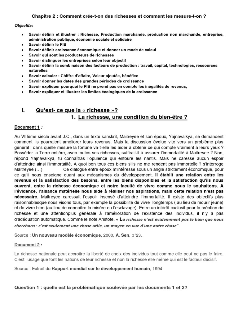 Comprendre la richesse et sa mesure | PDF | Produit intérieur brut ...