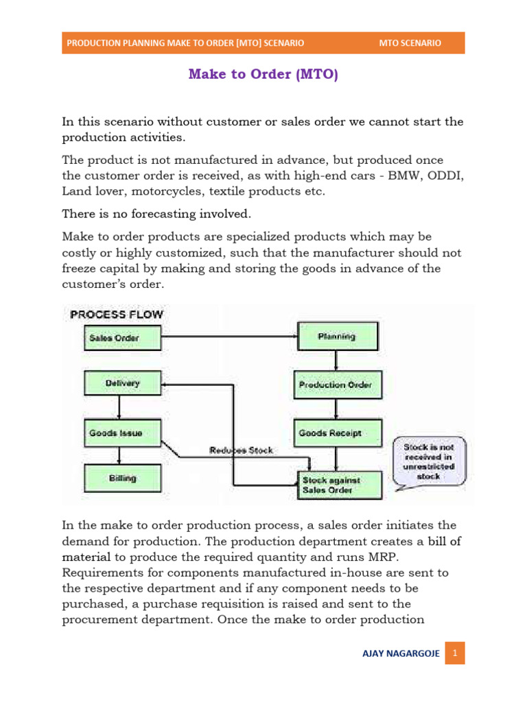 Make to Order Production Planning Guide | PDF | Business