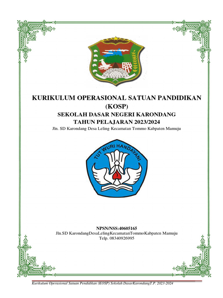 Contoh Kosp Mandiri Berubah SD Karondang | PDF