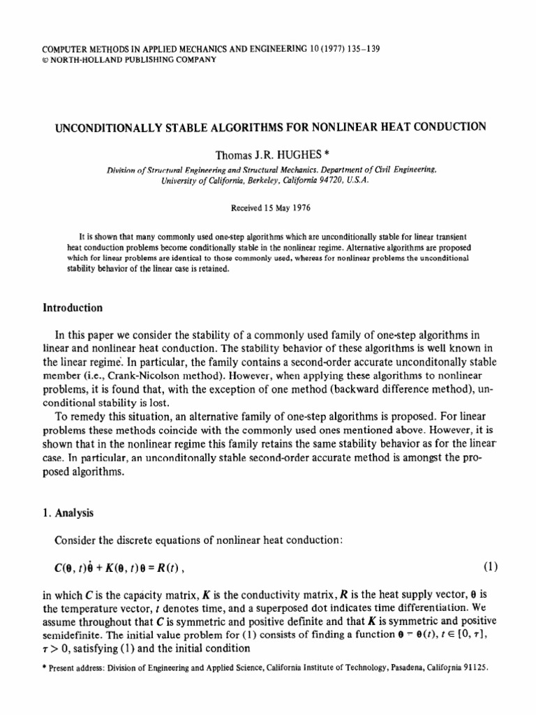 Unconditionally Stable Heat Algorithms | PDF | Nonlinear System ...