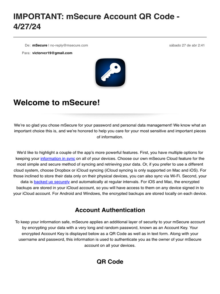 IMPORTANT - MSecure Account QR Code - 4-27-24 | PDF | I Cloud | Security