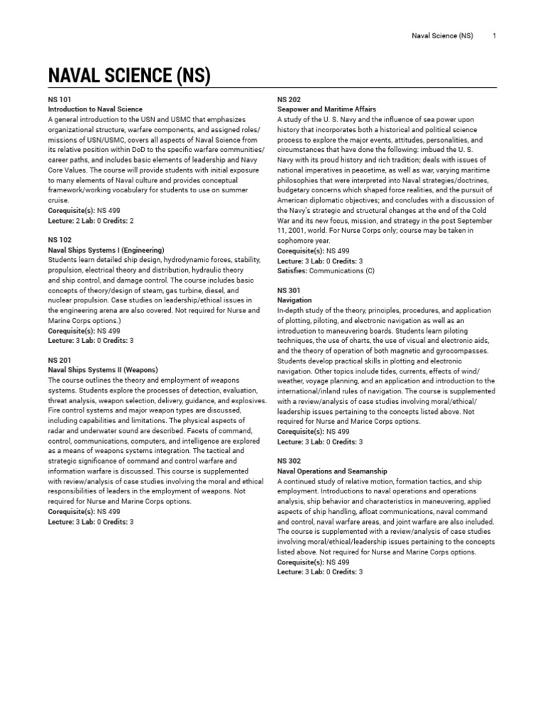 Naval Science (NS) | PDF | United States Navy | United States Marine Corps