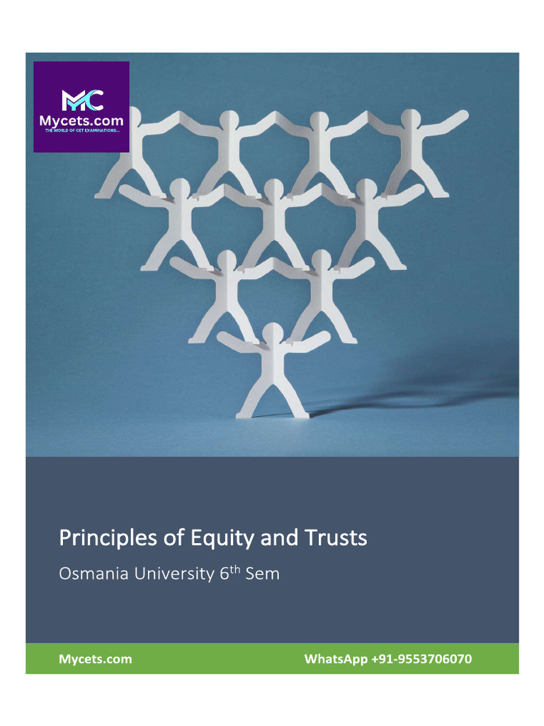 6th Sem - Principles of Equity and Trusts Osmania University Mycets | PDF