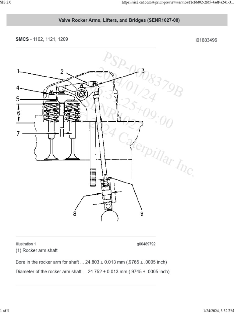 Rocker Arm Shaft Specifications Guide | PDF | Wear | Vehicle Parts