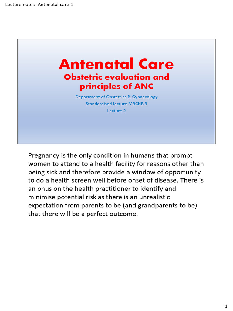 Antenatal Care Principles and Practices | PDF | Pregnancy | Childbirth