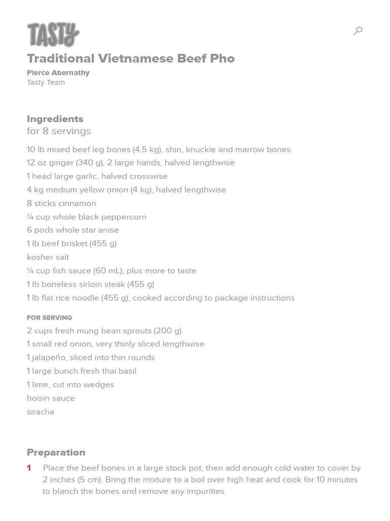 Traditional Vietnamese Beef Pho Recipe by Tasty | PDF | Foods | Cuisine