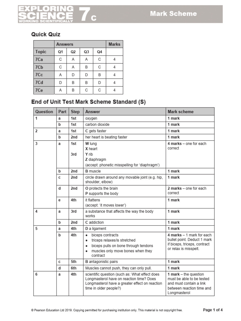 7C End of Topic Test - Answers STANDARD HIGHE | PDF | Blood | Hemoglobin