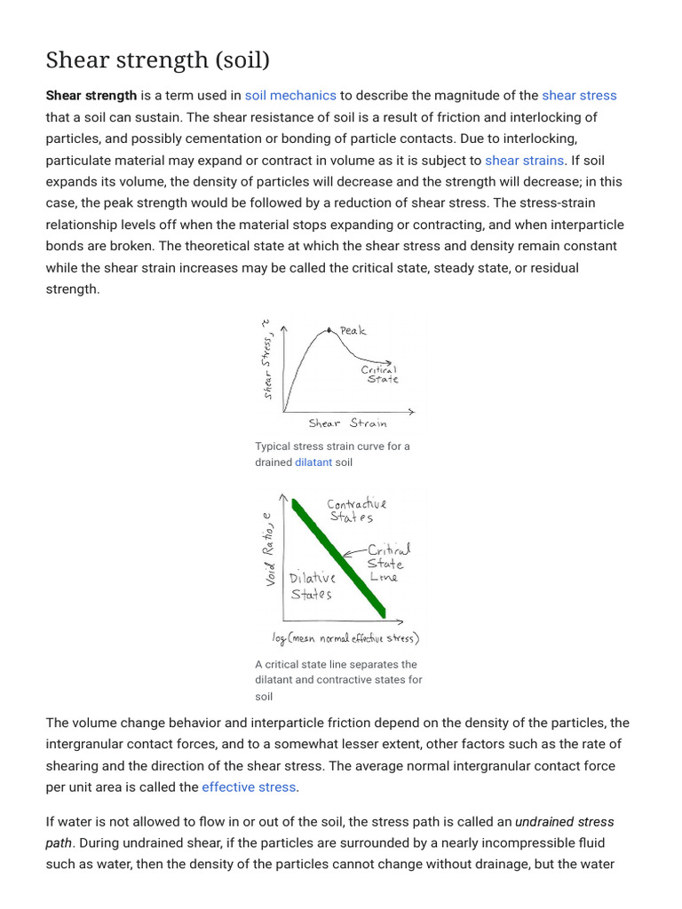 Shear Strength (Soil) - Wikipedia | PDF | Solid Mechanics | Continuum ...