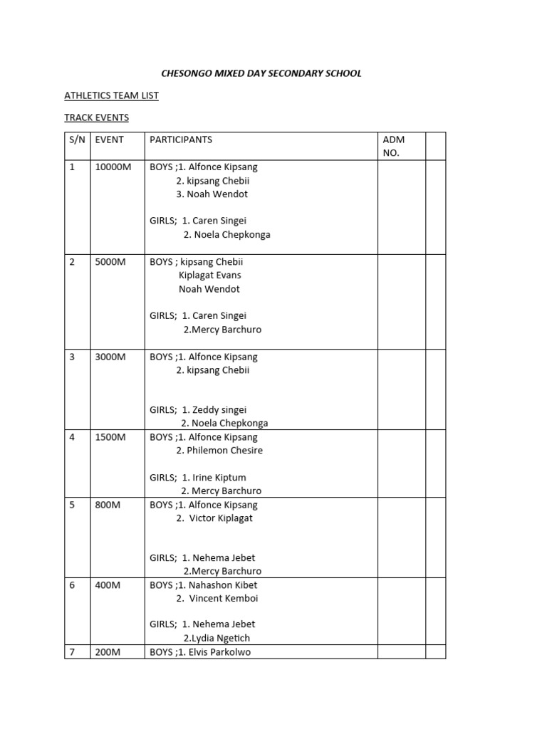 Football Team List Pdf