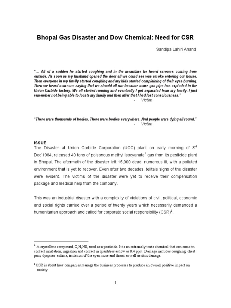 Which gas was leaked in bhopal gas tragedy image