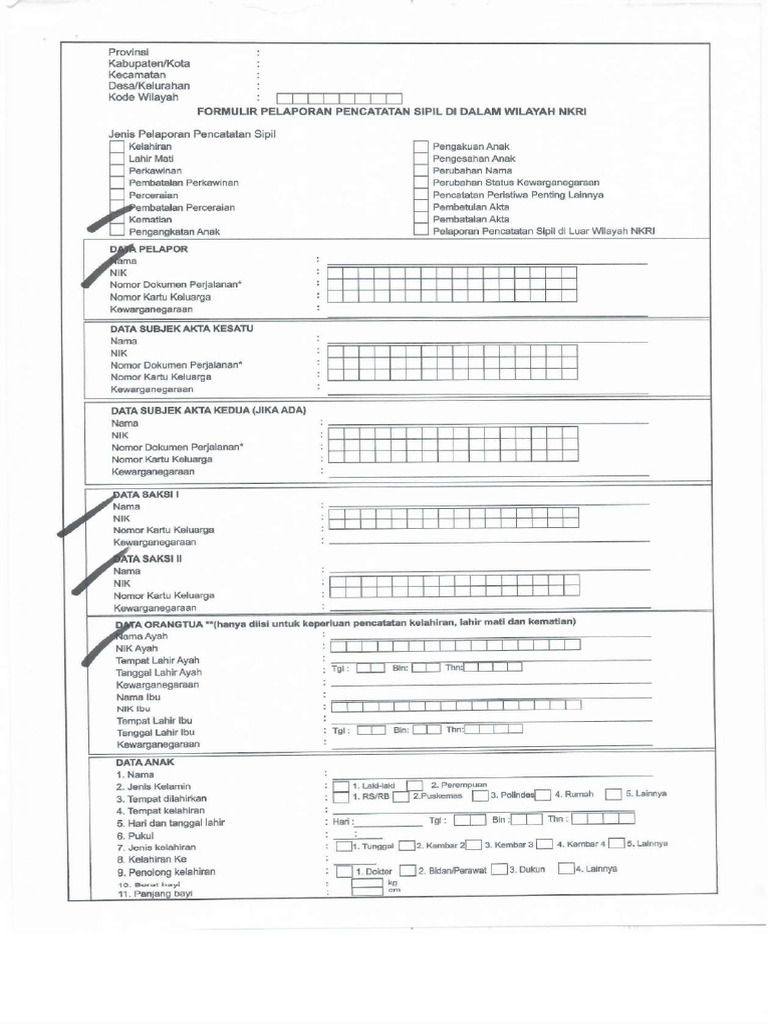 formulir akta kematian | PDF
