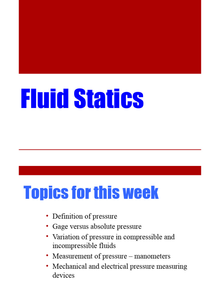 Understanding Fluid Statics and Pressure | PDF | Pressure Measurement ...