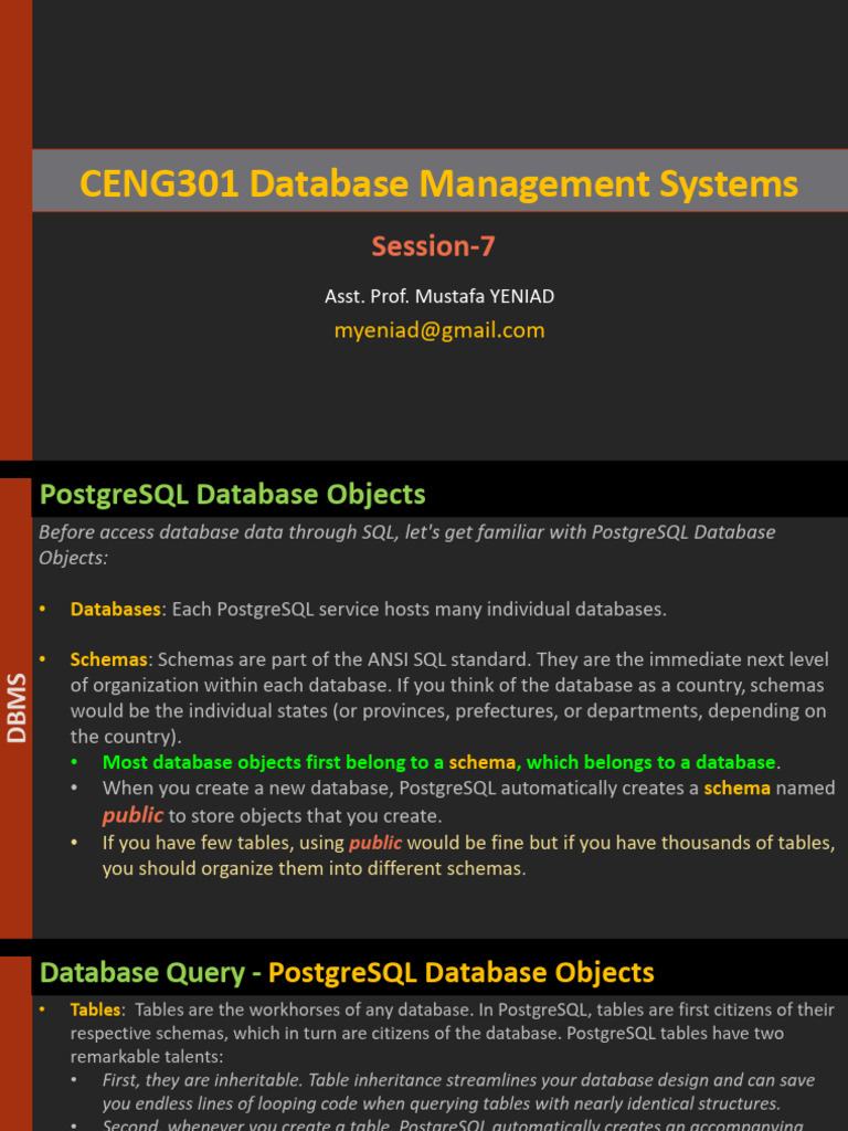 CENG301 DBMS - Session-7 | PDF | Databases | Postgre Sql
