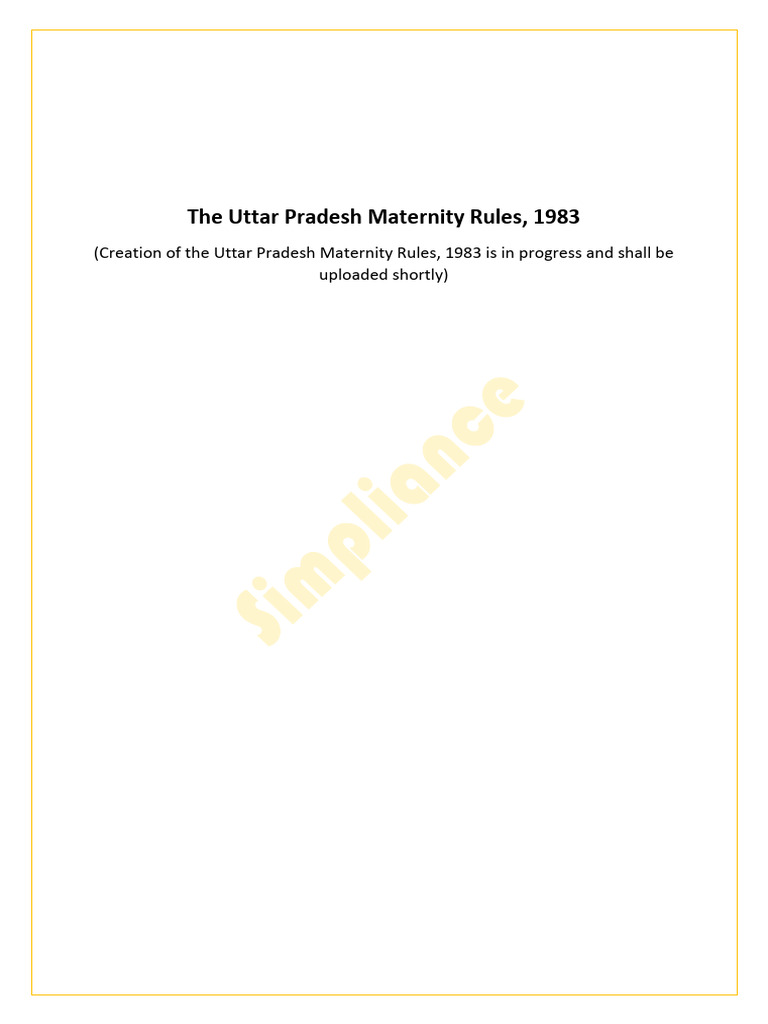 The Uttar Pradesh Maternity Benefit Rules, 1983 PDF