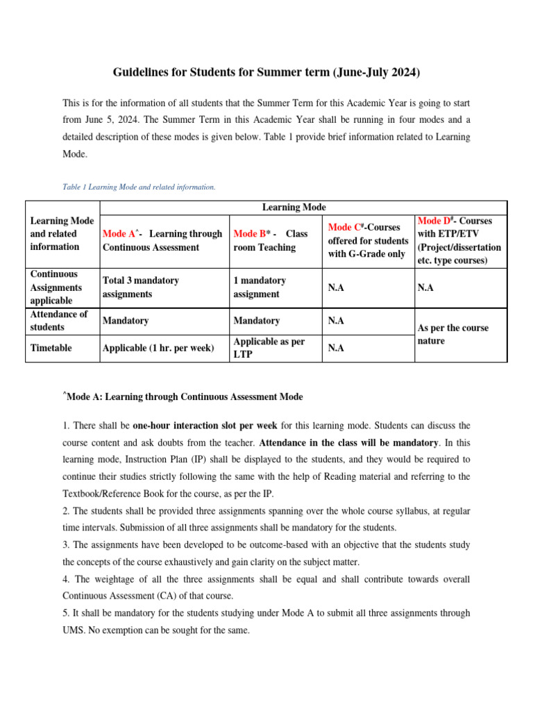 131162_1_1. Student guidelines for summer term 2024 Download Free PDF