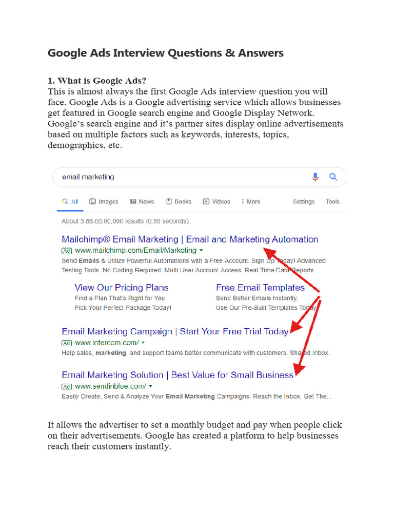 Google Ads Interview Q&A Guide | PDF | Online Advertising | Search ...