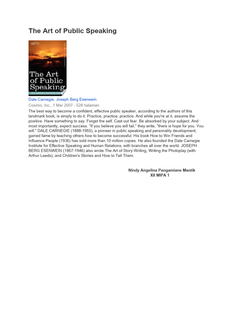 The Art of Public Speaking | PDF