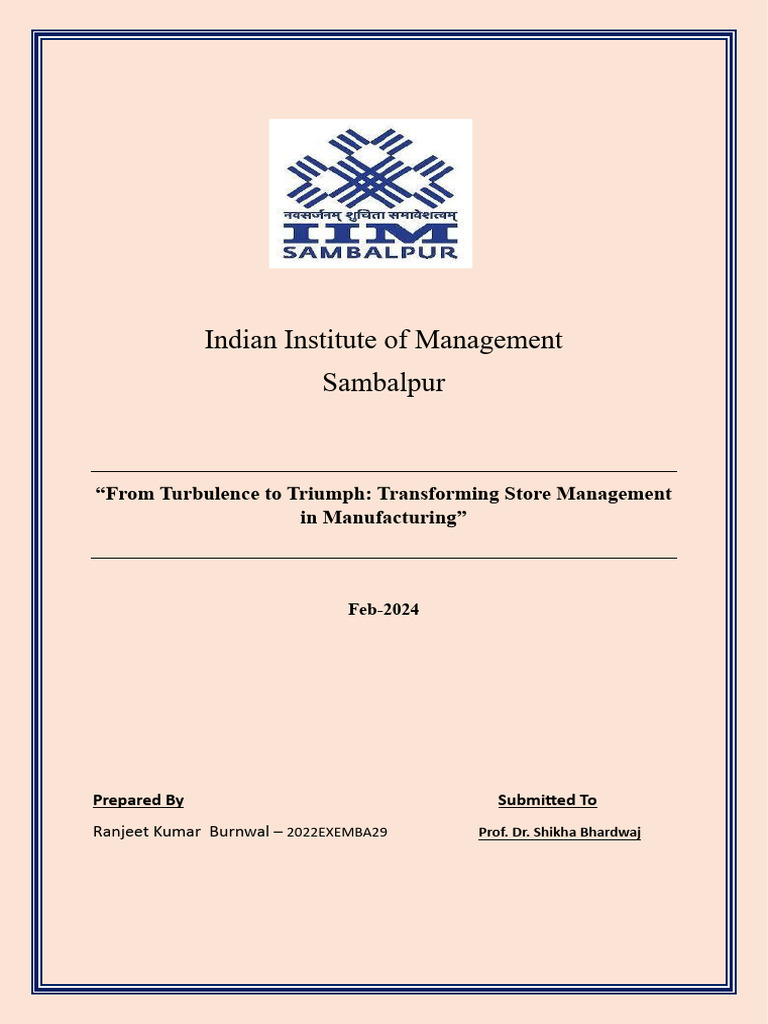 Transforming Organizational Culture Case Study submitted by Ranjeet
