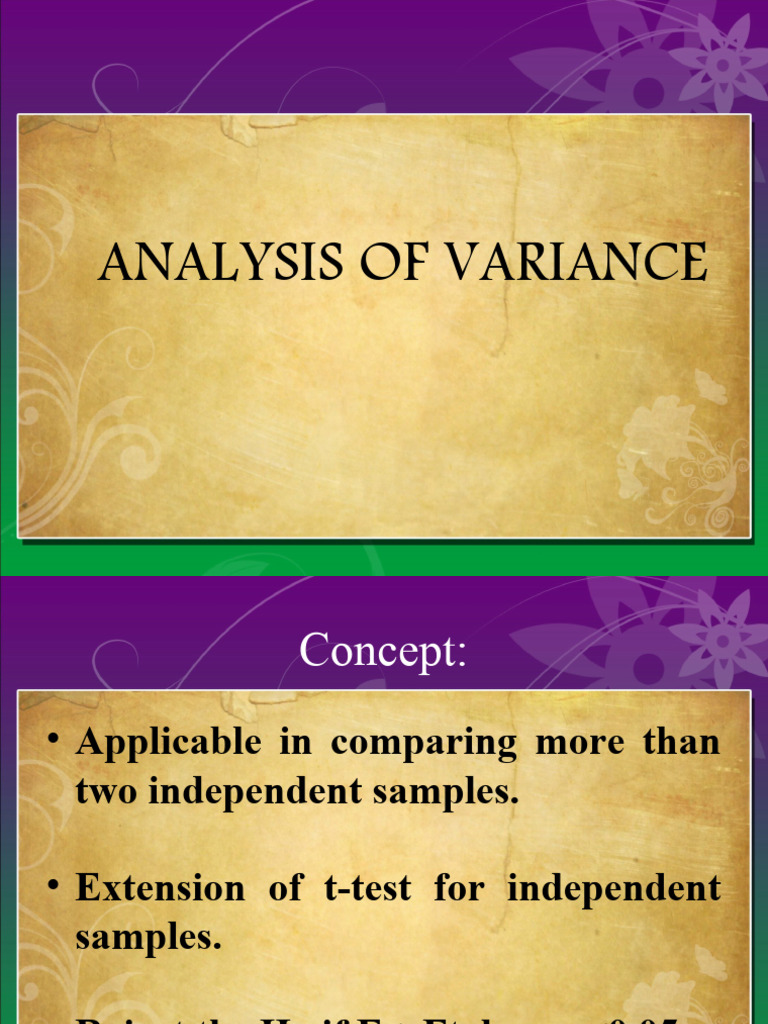 Anova pdf analysis of variance student s t test