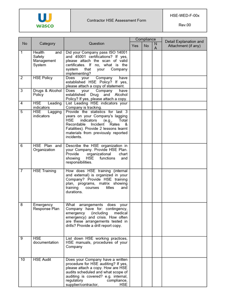 Contractor HSE Assessment Overview | PDF | Risk | Audit