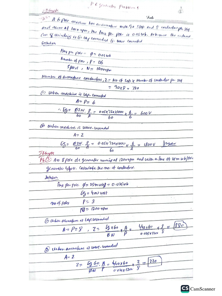 DC Generator Problems PDF