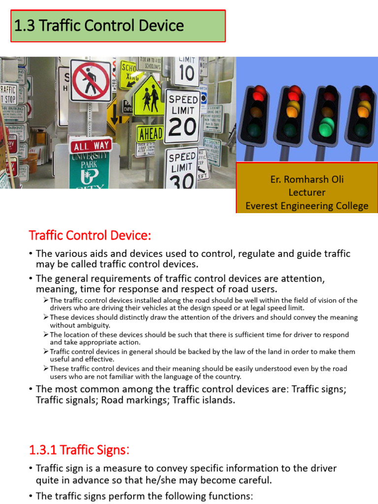 Overview of Traffic Control Devices | PDF | Traffic | Traffic Light